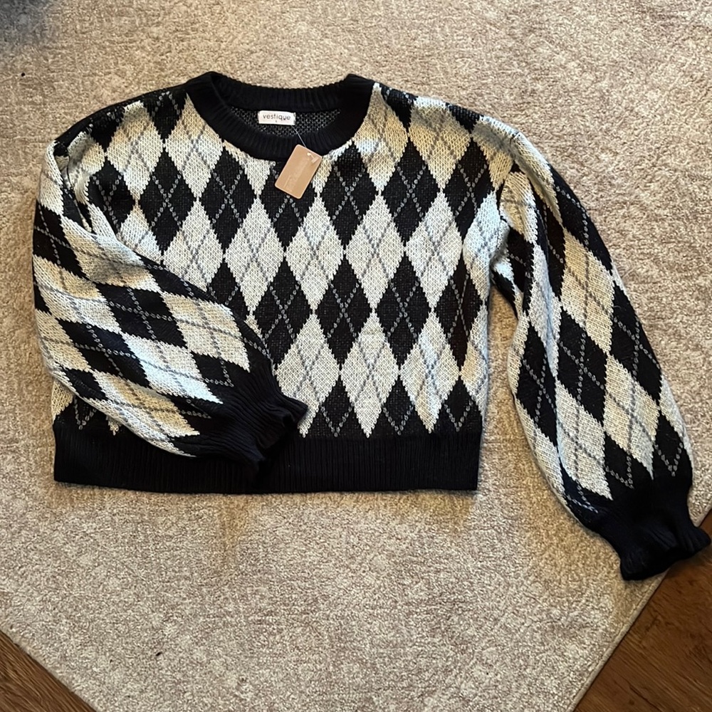 Arguyle Cropped Sweater L